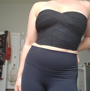 Black corset bandeau top.